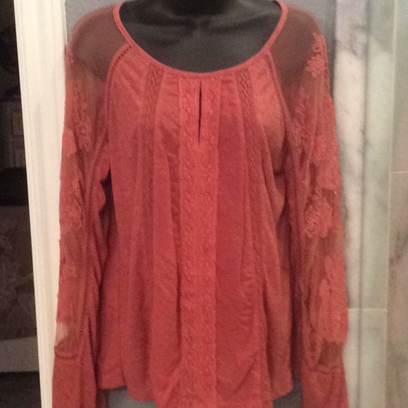 Lucky Brand Tops - Lucky Brand Illusion Lace Top Lucky Brand Tops - Lucky Brand Illusion Lace Top